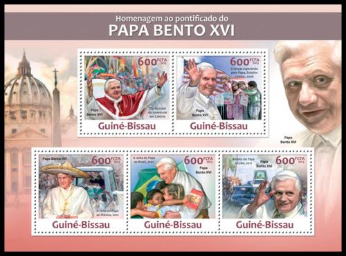 Poštové známky Guinea-Bissau 2013 Papež Benedikt Mi# 6572-76 Kat 12€