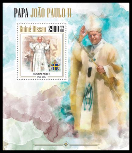 Poštová známka Guinea-Bissau 2013 Papež Jan Pavel II. Mi# Block 1190 Kat 12€