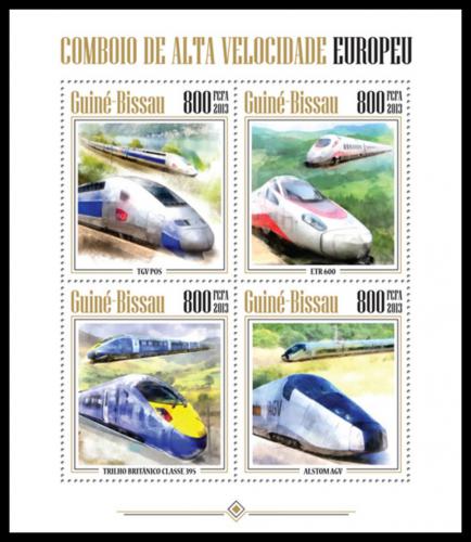 Poštové známky Guinea-Bissau 2013 Moderní lokomotívy Mi# 6803-06 Kat 13€
