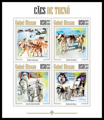 Poštovní známky Guinea-Bissau 2013 Tažní psi Mi# 6828-31 Kat 14€