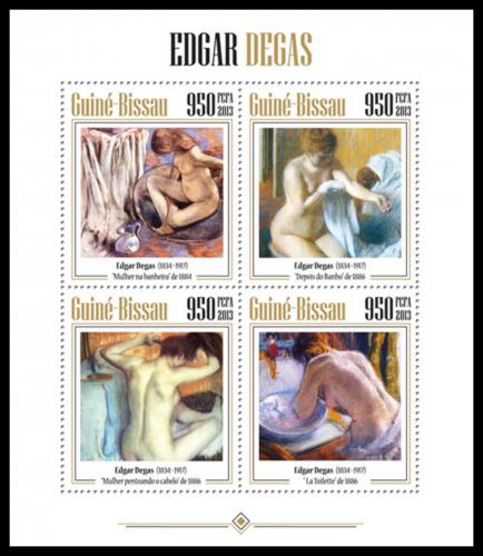 Poštové známky Guinea-Bissau 2013 Umenie, akty, Edgar Degas Mi# 6858-61 Kat 15€