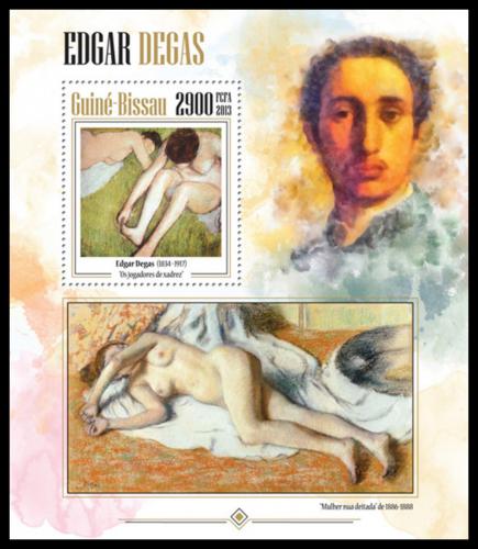 Poštová známka Guinea-Bissau 2013 Umenie, akty, Edgar Degas Mi# Block 1205 Kat 12€