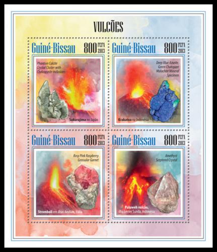 Poštové známky Guinea-Bissau 2013 Sopky a minerály Mi# 6882-85 Kat 13€