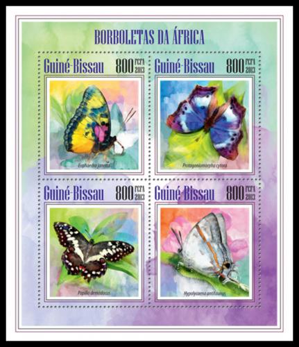 Poštové známky Guinea-Bissau 2013 Motýle Mi# 6887-90 Kat 12€