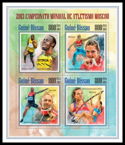 Poštové známky Guinea-Bissau 2013 MS v lehké atletice Mi# 6966-69 Kat 13€