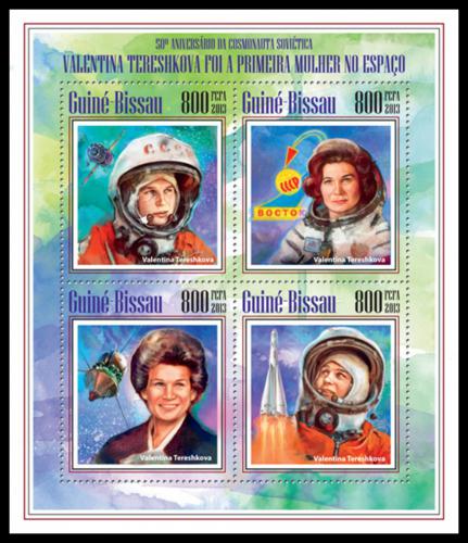 Poštové známky Guinea-Bissau 2013 Valentina Tìreškovová Mi# 7011-14 Kat 13€