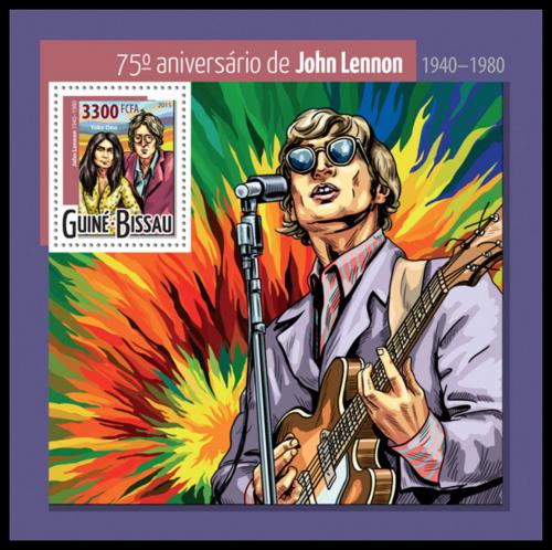 Poštová známka Guinea-Bissau 2015 John Lennon, Beatles Mi# Block 1395 Kat 13€