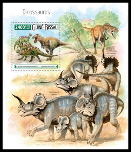 Potov znmka Guinea-Bissau 2015 Dinosaury Mi# Block 1398 Kat 9 - zvi obrzok