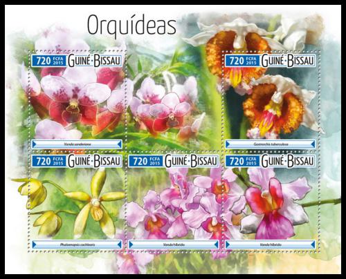 Poštové známky Guinea-Bissau 2015 Orchideje Mi# 8181-85 Kat 13.50€