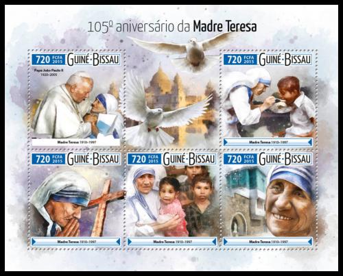 Poštové známky Guinea-Bissau 2015 Matka Tereza Mi# 8199-8203 Kat 13.50€