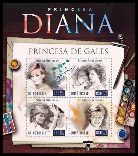 Poštové známky Guinea-Bissau 2015 Princezna Diana Mi# 8323-26 Kat 13€