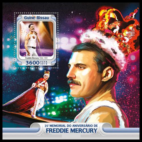 Poštová známka Guinea-Bissau 2016 Freddie Mercury Mi# Block 1475 Kat 13.50€