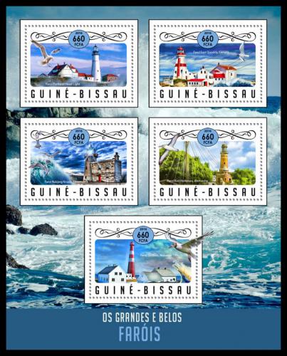 Poštové známky Guinea-Bissau 2016 Majáky Mi# 8973-77 Kat 12.50€