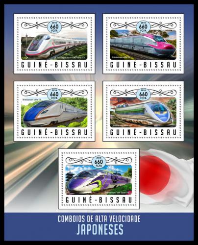 Poštové známky Guinea-Bissau 2016 Japonské lokomotívy Mi# 8985-89 Kat 12.50€