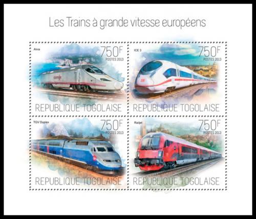 Poštové známky Togo 2013 Moderní lokomotívy Mi# 5351-54 Kat 12€