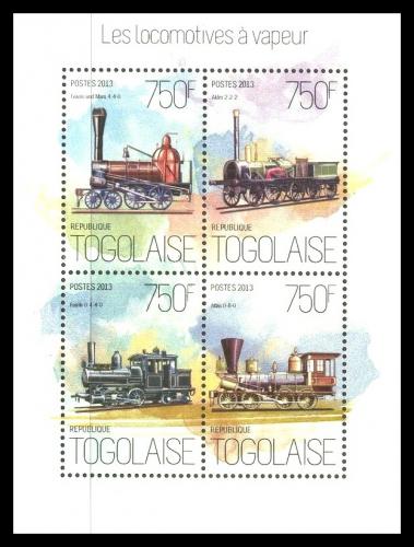Poštové známky Togo 2013 Parní lokomotívy Mi# 5441-44 Kat 12€