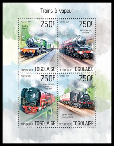 Poštové známky Togo 2014 Parní lokomotívy Mi# 5707-10 Kat 12€