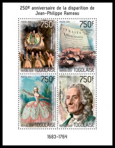 Poštové známky Togo 2014 Jean-Philippe Rameau Mi# 5727-30 Kat 12€