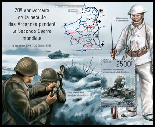 Poštová známka Togo 2014 Bitka v Ardenách, 70. výroèie Mi# Block 970 Kat 10€