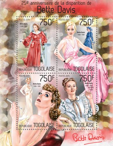 Poštové známky Togo 2014 Bette Davis, hereèka Mi# 5767-70 Kat 12€