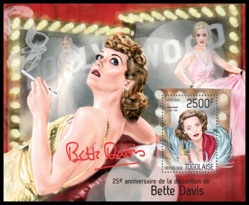 Poštová známka Togo 2014 Bette Davis, hereèka Mi# Block 975 Kat 10€
