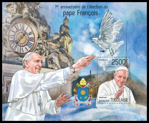 Poštová známka Togo 2014 Papež František Mi# Block 977 Kat 10€