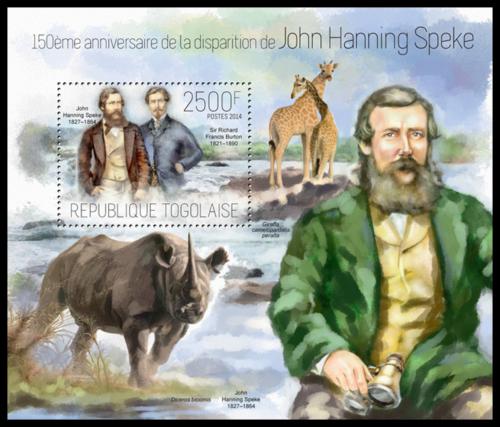 Poštová známka Togo 2014 John Hanning Speke Mi# Block 928 Kat 10€
