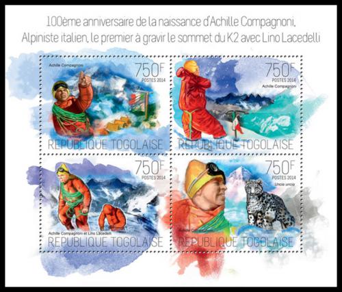 Poštové známky Togo 2014 Achille Compagnoni, horolezec Mi# 5565-68 Kat 12€