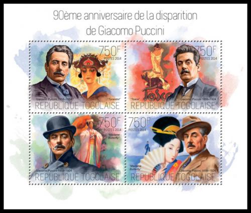 Poštové známky Togo 2014 Giacomo Puccini, skladatel Mi# 5570-73 Kat 12€