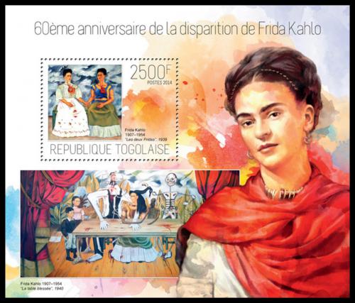 Poštová známka Togo 2014 Umenie, Frida Kahlo Mi# Block 940 Kat 10€