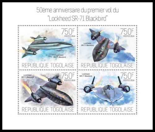 Poštové známky Togo 2014 Lockheed SR-71 Mi# 5600-03 Kat 12€