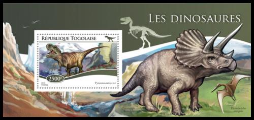Potov znmka Togo 2015 Dinosaury Mi# Block 1124 Kat 10