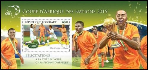 Potov znmka Togo 2015 Mistrovstv Afriky ve futbale Mi# Block 1141 Kat 10