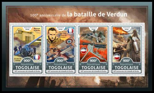 Potov znmky Togo 2016 Bitka u Verdunu, 100. vroie Mi# 7879-82 Kat 14 - zvi obrzok