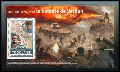 Potov znmka Togo 2016 Bitka u Verdunu, 100. vroie Mi# Block 1387 Kat 14