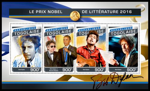 Potov znmky Togo 2016 Bob Dylan Mi# 7799-7802 Kat 14 - zvi obrzok