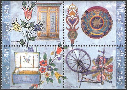 Poštové známky Alandy 1999 Malby na nábytku Mi# 149-52
