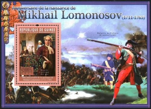 Poštová známka Guinea 2011 Michail Lomonosov, spisovatel Mi# Block 1949 Kat 18€