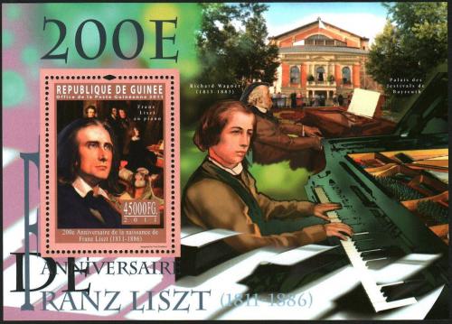 Poštová známka Guinea 2011 Franz Liszt, skladatel Mi# Block 1951 Kat 18€