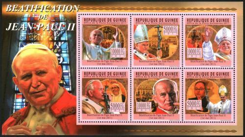 Poštové známky Guinea 2011 Papež Jan Pavel II. Mi# 8381-86 Kat 18€