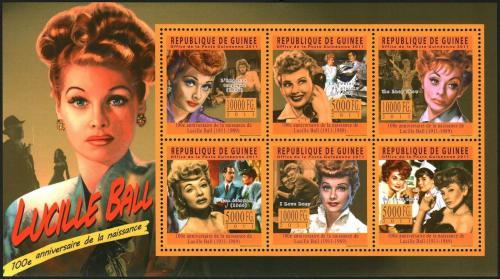 Poštové známky Guinea 2011 Lucille Ball, hereèka Mi# 8404-09 Kat 18€