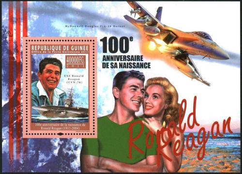 Poštová známka Guinea 2011 Prezident Ronald Reagan Mi# Block 1961 Kat 16€