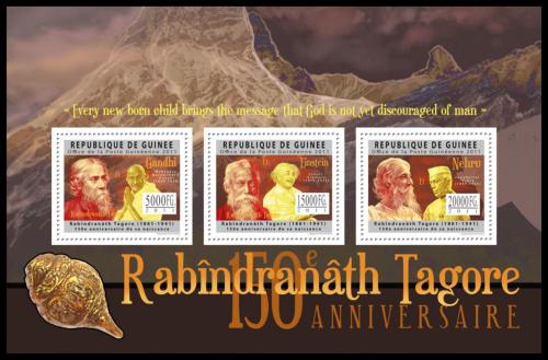 Poštové známky Guinea 2011 Rabíndranáth Thákur, básník Mi# 8924-26 Kat 16€