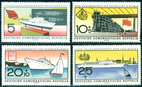Poštové známky DDR 1960 Rekreaèní lod Fritz Heckert Mi# 768-71 Kat 6€