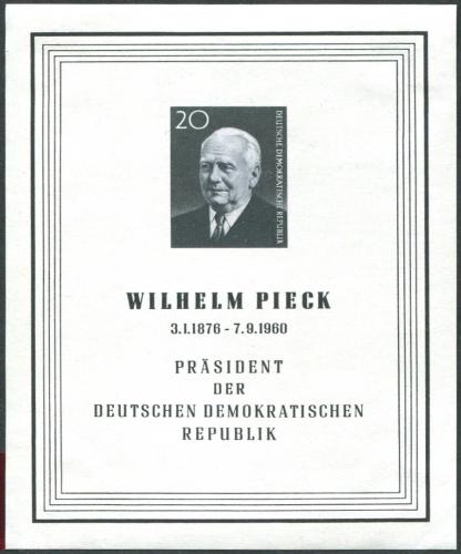 Poštová známka DDR 1960 Prezident Wilhelm Pieck Mi# Block 16