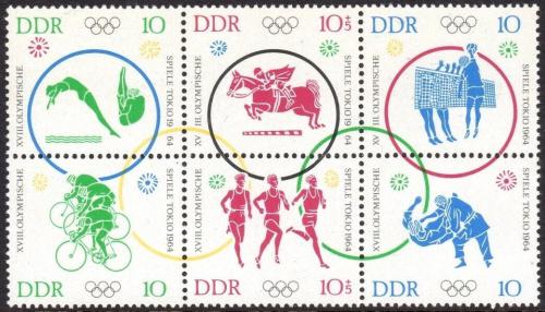 Potov znmky DDR 1964 LOH Tokio Mi# 1039-44 Kat 18