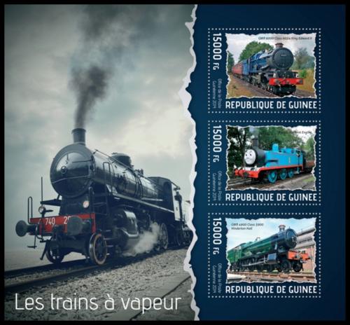 Poštové známky Guinea 2014 Parní lokomotívy Mi# Mi# 10279-81 Kat 18€
