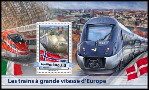 Poštová známka Togo 2017 Moderní lokomotívy Mi# Block 1413 Kat 14€