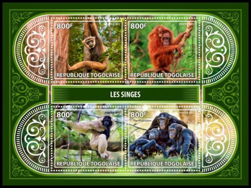 Poštové známky Togo 2017 Opice Mi# 8341-44 Kat 13€ 