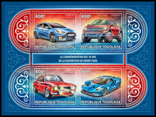 Poštové známky Togo 2017 Automobily Ford Mi# 8361-64 Kat 13€